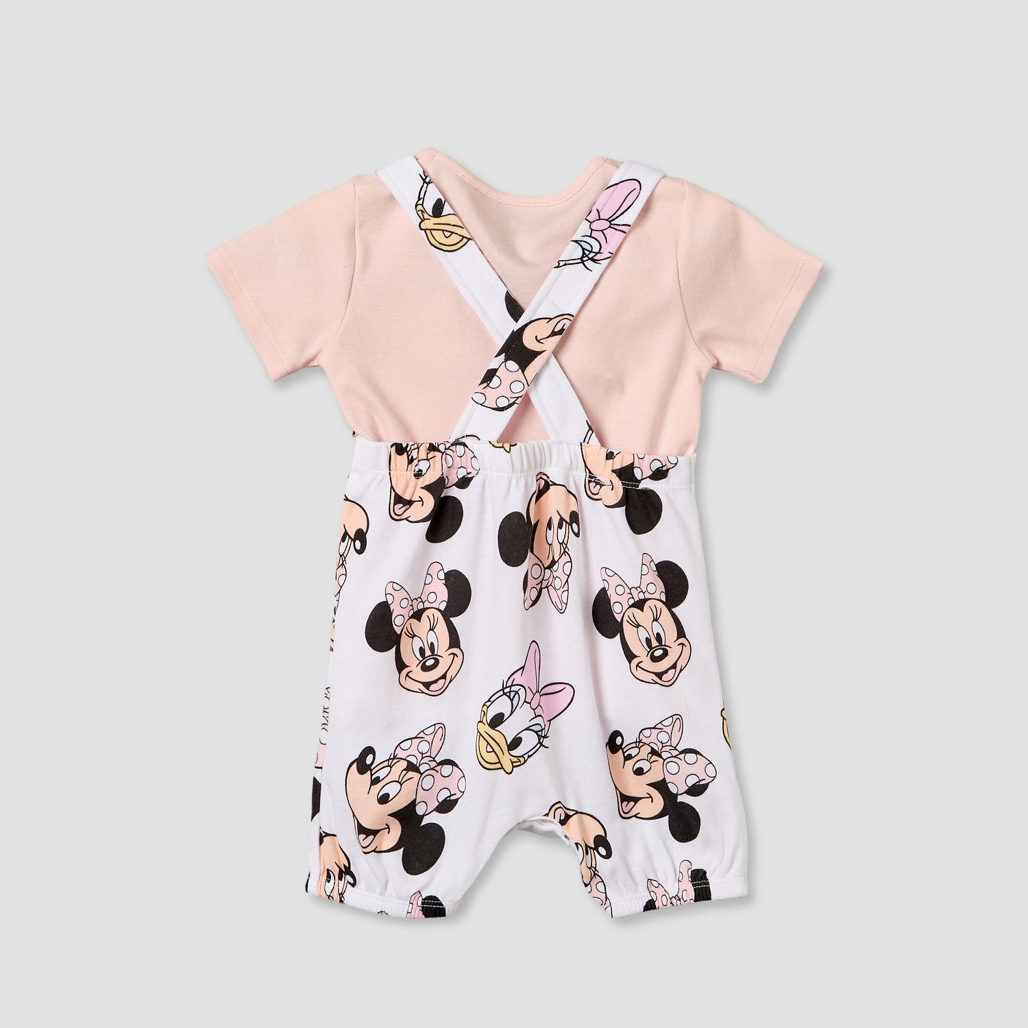 Disney Crew Neck Short Sleeves T-shirt and Dungaree Set with Minnie Mouse and Daisy Duck Print