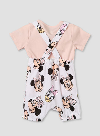 Disney Crew Neck Short Sleeves T-shirt and Dungaree Set with Minnie Mouse and Daisy Duck Print-baby-girls-clothing-setsandcoords-image-2