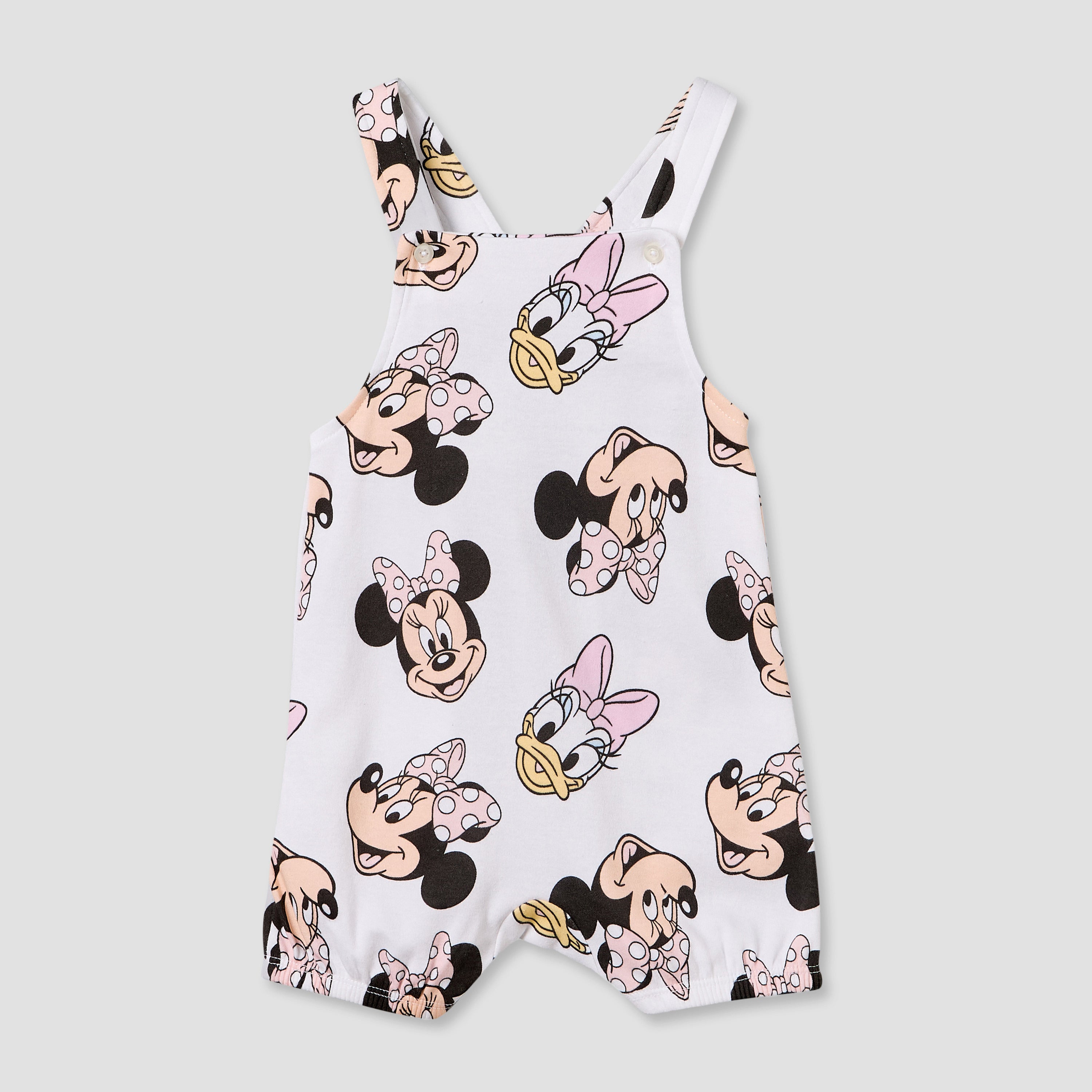 Disney Crew Neck Short Sleeves T-shirt and Dungaree Set with Minnie Mouse and Daisy Duck Print