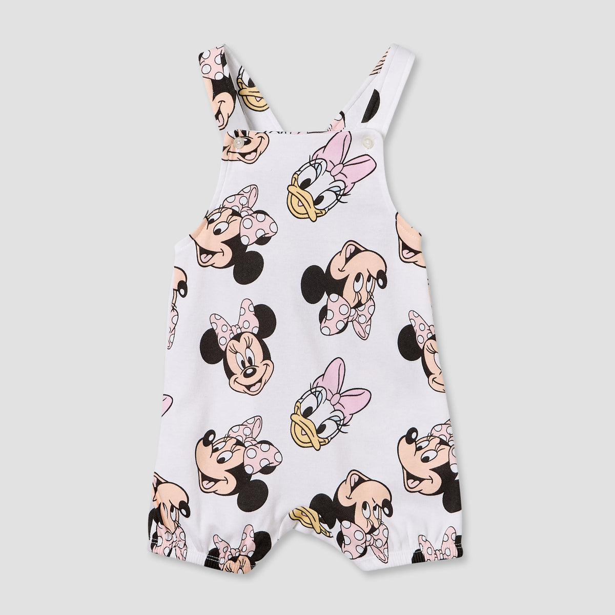 Disney Crew Neck Short Sleeves T-shirt and Dungaree Set with Minnie Mouse and Daisy Duck Print