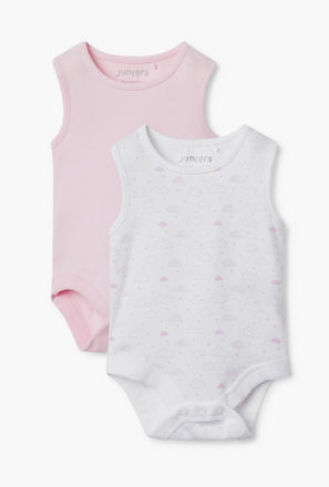 Juniors Assorted Sleeveless Bodysuit with Snap Button Closure - Set of 2