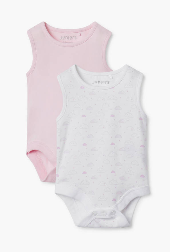 Juniors Assorted Sleeveless Bodysuit with Snap Button Closure - Set of 2