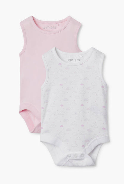 Juniors Assorted Sleeveless Bodysuit with Snap Button Closure - Set of 2