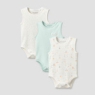 Pack of 3 Juniors Round Neck Sleeveless Bodysuit with Snap Button Closure-undefined-image-1