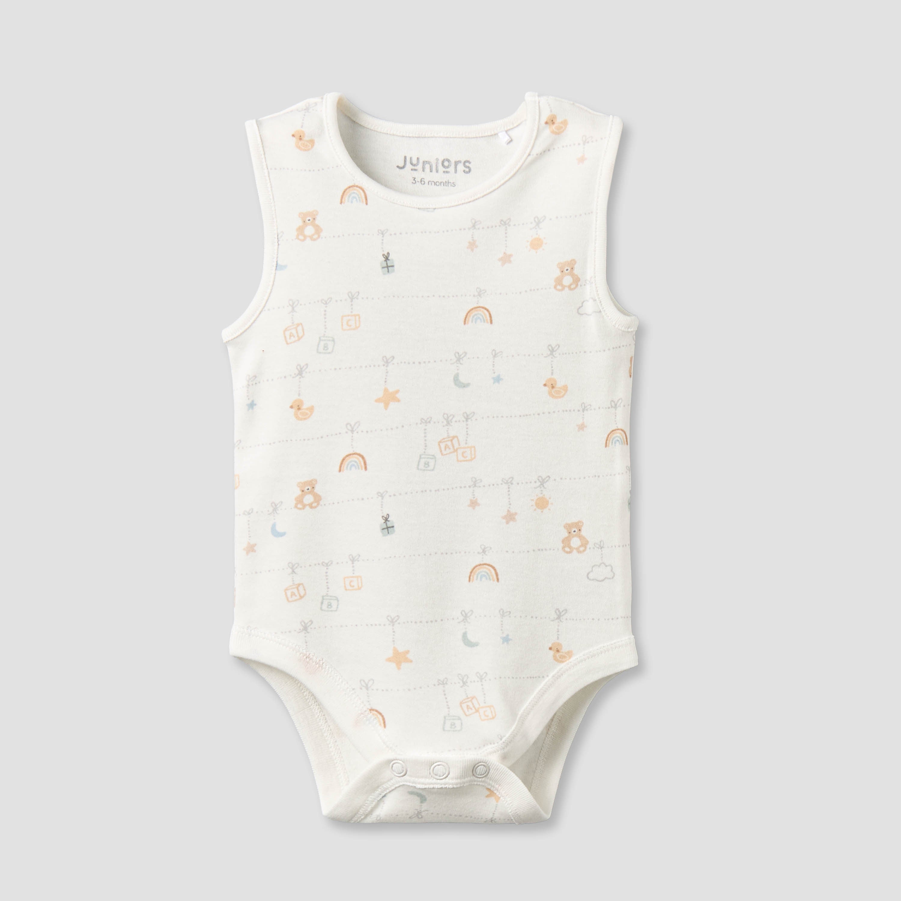 Pack of 3 Juniors Round Neck Sleeveless Bodysuit with Snap Button Closure