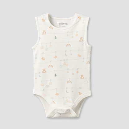 Pack of 3 Juniors Round Neck Sleeveless Bodysuit with Snap Button Closure