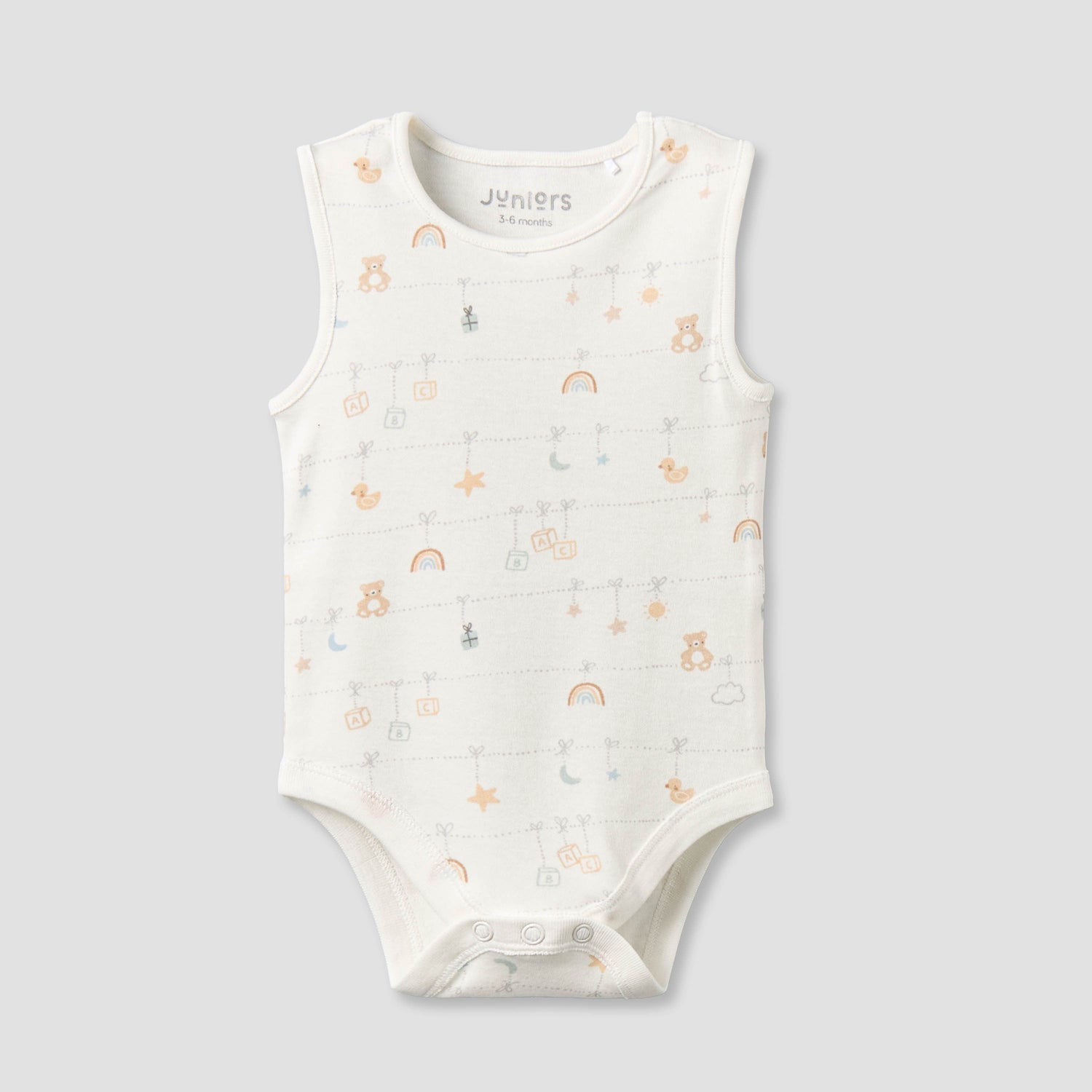Pack of 3 Juniors Round Neck Sleeveless Bodysuit with Snap Button Closure