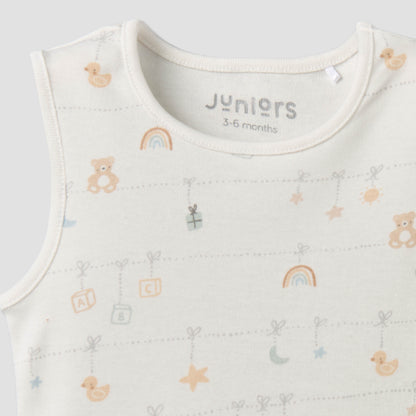 Pack of 3 Juniors Round Neck Sleeveless Bodysuit with Snap Button Closure
