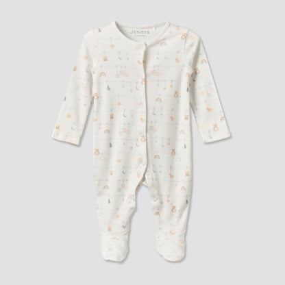 Pack of 2 Juniors Cotton Round Neck Long Sleeves Sleepsuit with Snap Button Closure