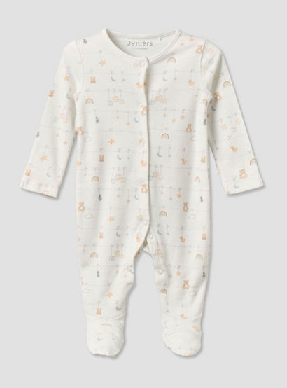 Pack of 2 Juniors Cotton Round Neck Long Sleeves Sleepsuit with Snap Button Closure-baby-girls-clothing-nightwear-sleepsuits-image-3