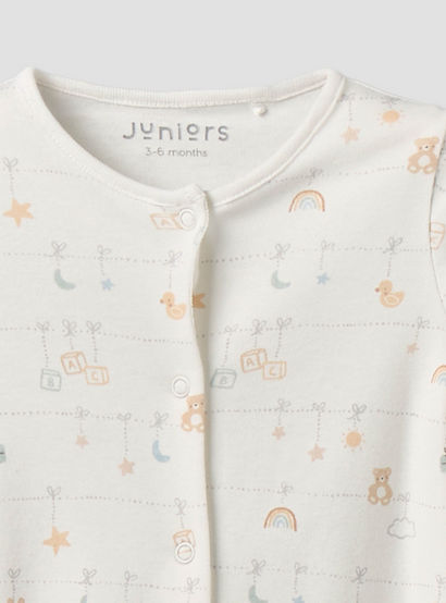 Pack of 2 Juniors Cotton Round Neck Long Sleeves Sleepsuit with Snap Button Closure-baby-girls-clothing-nightwear-sleepsuits-image-5