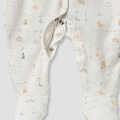 Pack of 2 Juniors Cotton Round Neck Long Sleeves Sleepsuit with Snap Button Closure