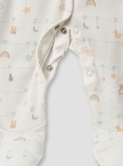 Pack of 2 Juniors Cotton Round Neck Long Sleeves Sleepsuit with Snap Button Closure-baby-girls-clothing-nightwear-sleepsuits-image-7