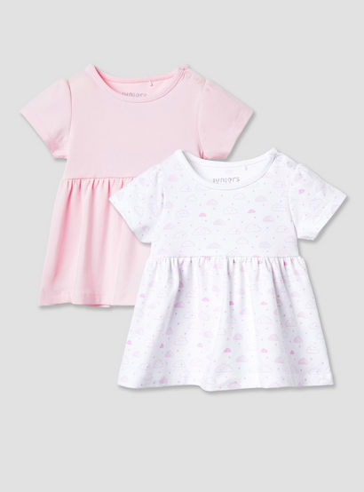 Juniors Assorted A-line Dress with Round Neck and Short Sleeves - Set of 2-baby-girls-clothing-dressesandjumpsuits-image-1