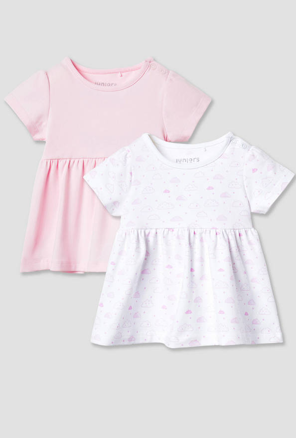 Juniors Assorted A-line Dress with Round Neck and Short Sleeves - Set of 2