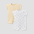 Pack of 2 Juniors Crew Neck Short Sleeves Romper with Assorted Design - Yellow / 0-3 mths