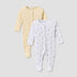 Pack of 2 Juniors Cotton Round Neck Long Sleeves Sleepsuit with Snap Button Closure - Multicolour / 3-6 mths
