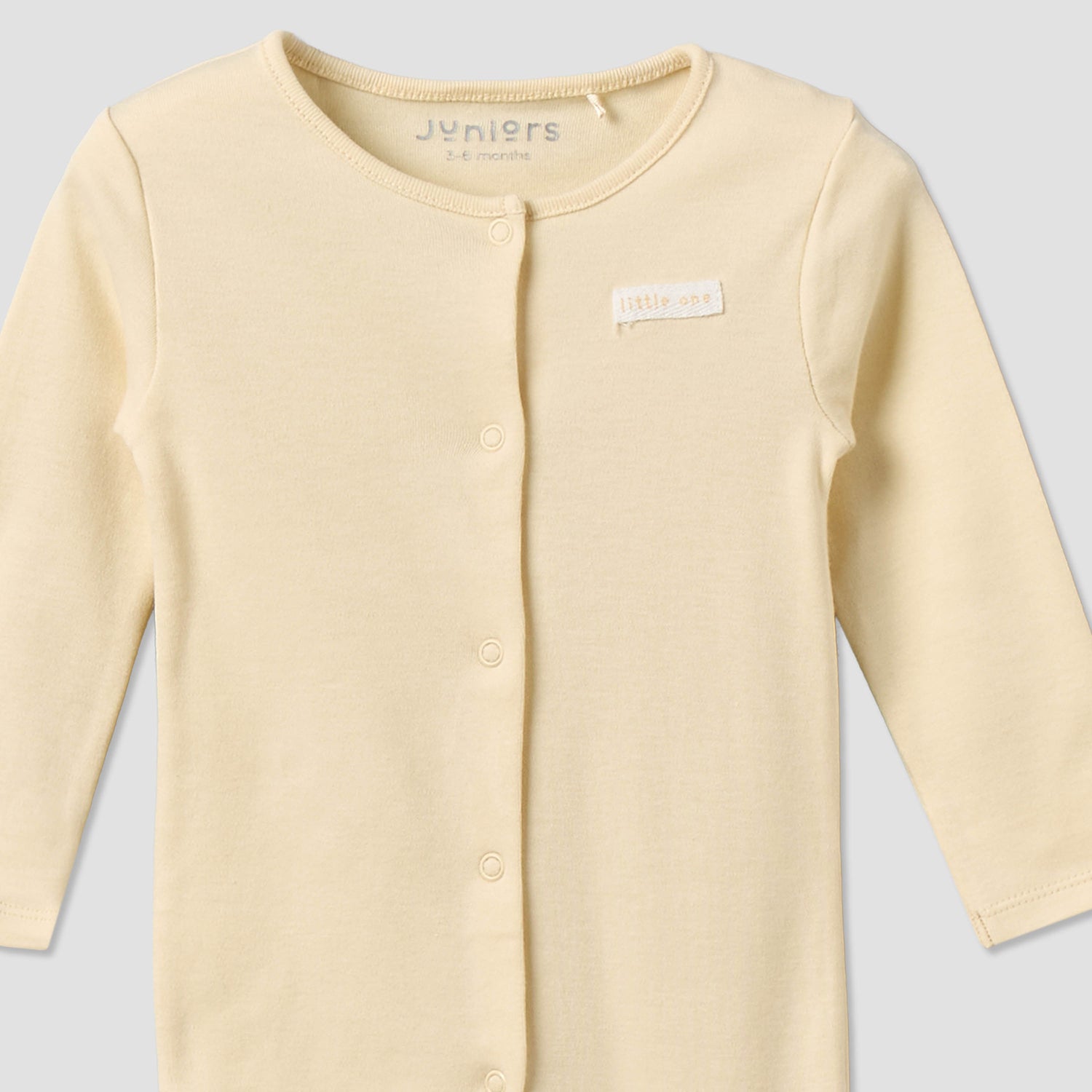 Pack of 2 Juniors Cotton Round Neck Long Sleeves Sleepsuit with Snap Button Closure