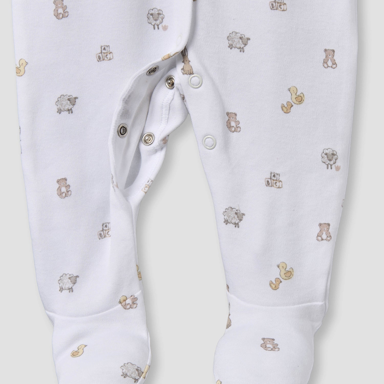 Pack of 2 Juniors Cotton Round Neck Long Sleeves Sleepsuit with Snap Button Closure