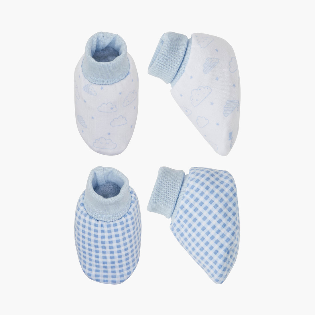 Juniors Printed Booties - Set of 2 - Blue / 0-6 mths