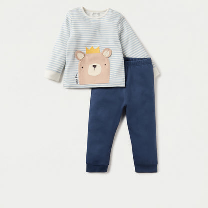 Juniors Dinosaur Applique Long Sleeve T-shirt and Elasticated Pyjama Set