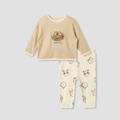 Juniors Animal Applique T-shirt and Pyjama Set - Brown / 12-18 mths