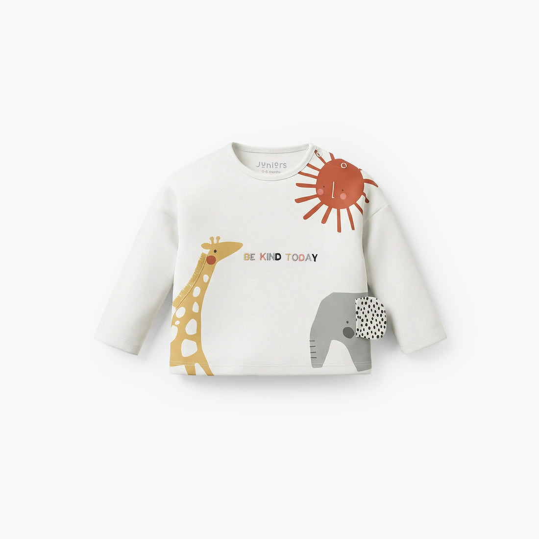 Juniors Cotton Round Neck Long Sleeves Pyjama Set with Safari Applique Detail