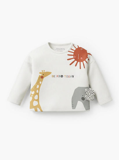 Juniors Cotton Round Neck Long Sleeves Pyjama Set with Safari Applique Detail-baby-boys-clothing-nightwear-pyjamasets-image-2