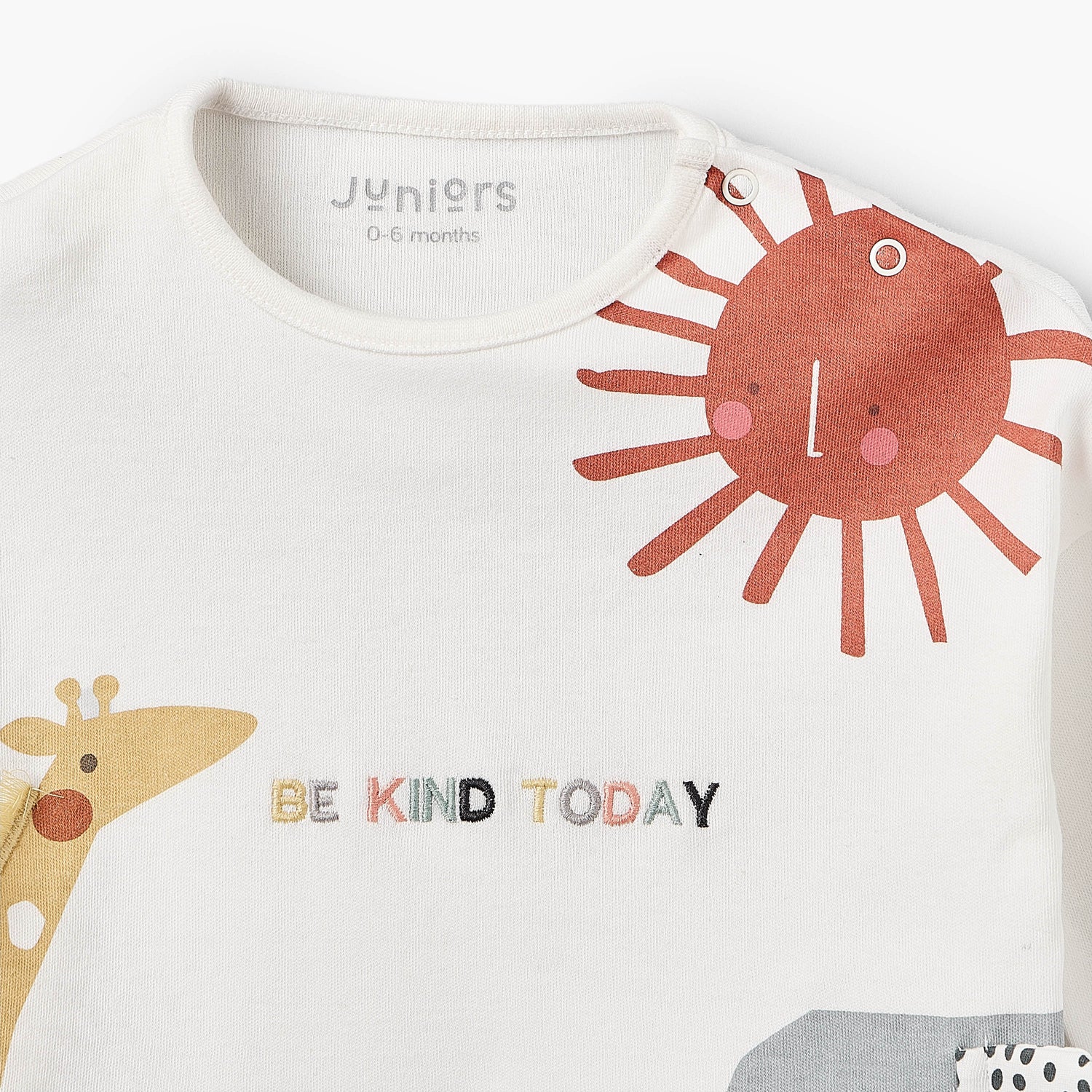 Juniors Cotton Round Neck Long Sleeves Pyjama Set with Safari Applique Detail