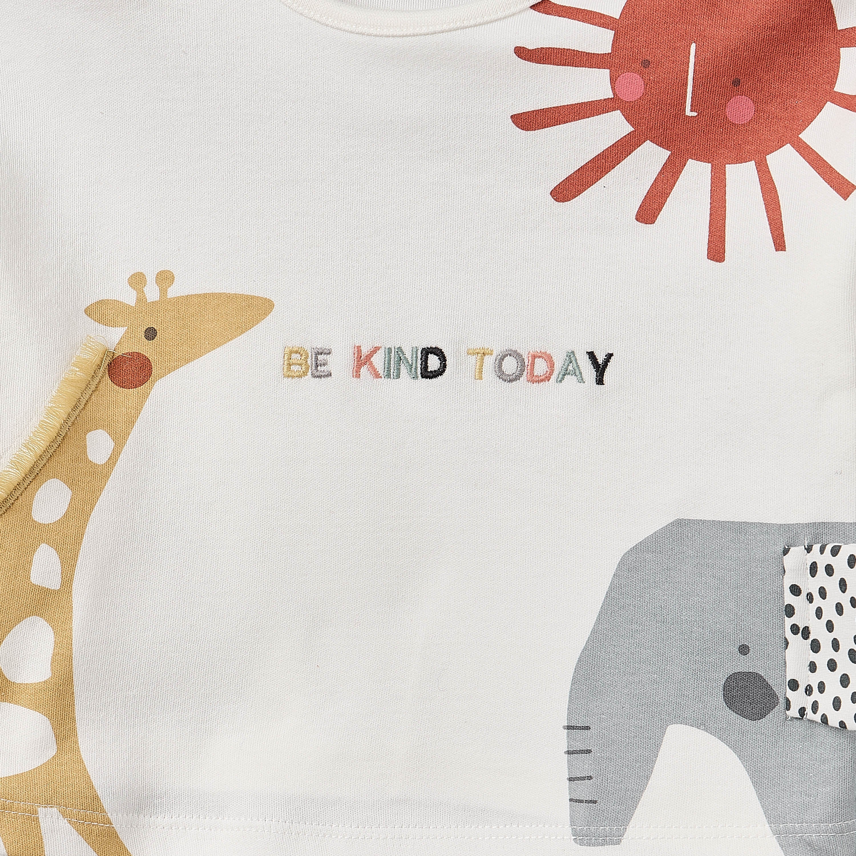 Juniors Cotton Round Neck Long Sleeves Pyjama Set with Safari Applique Detail