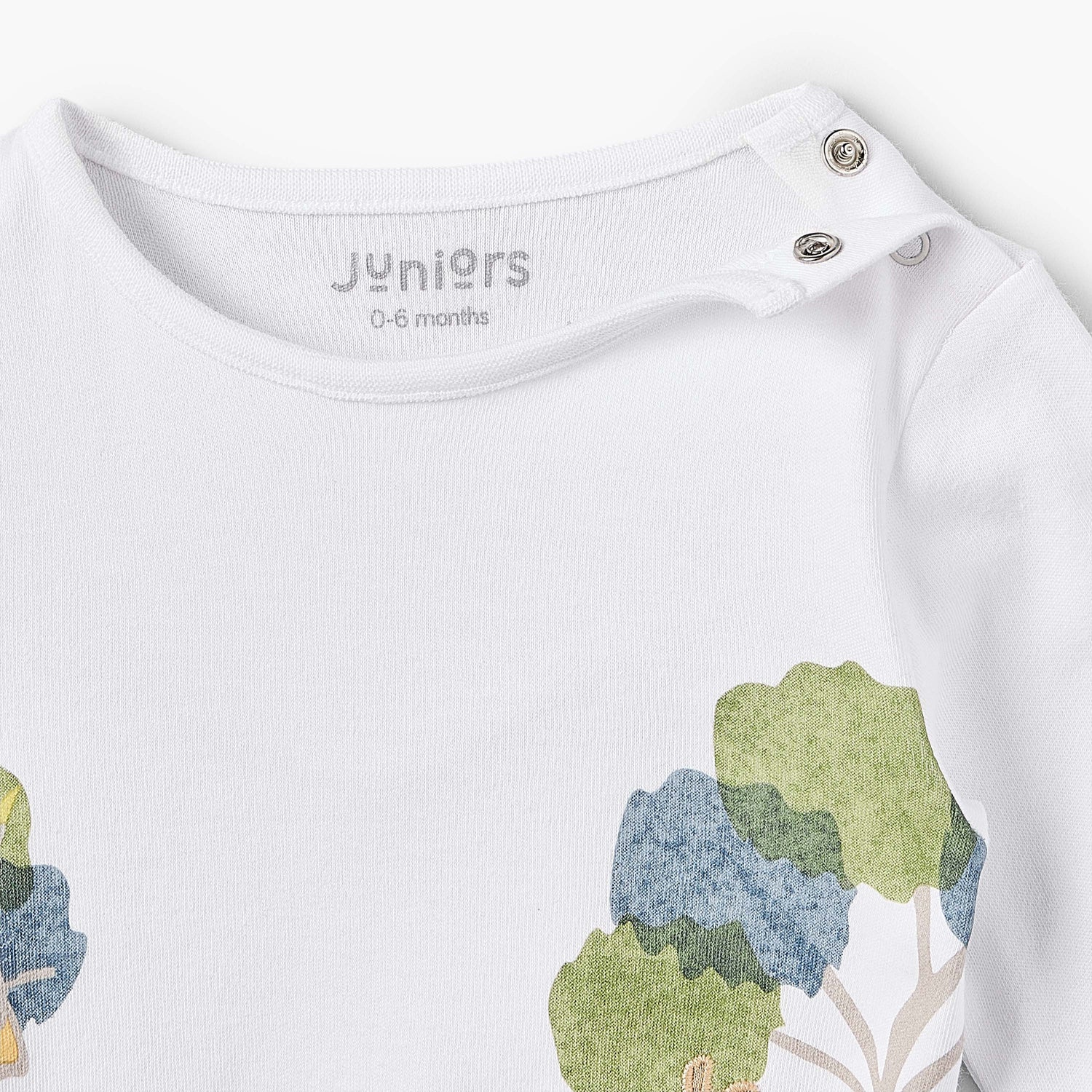 Juniors Cotton Round Neck Long Sleeves Pyjama Set with Safari Applique Detail