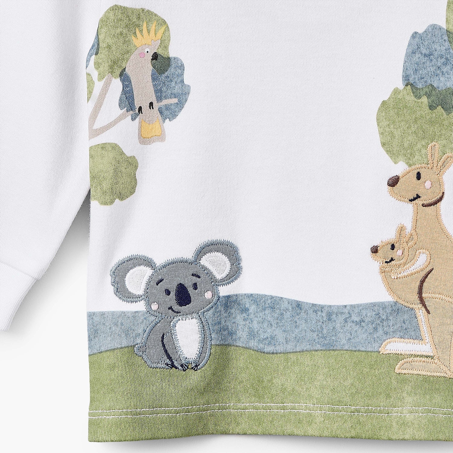 Juniors Cotton Round Neck Long Sleeves Pyjama Set with Safari Applique Detail