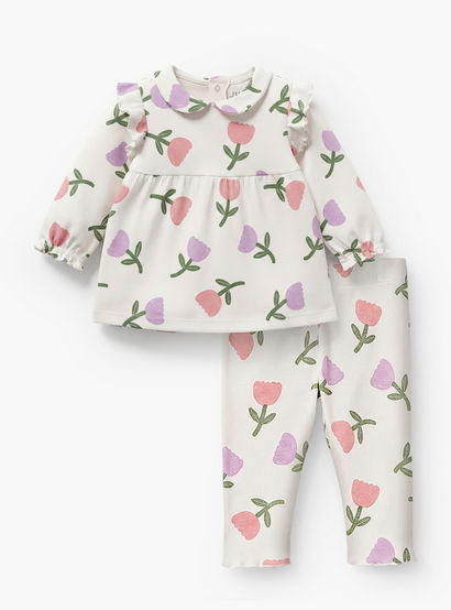 Juniors Cotton Peter Pan Collar Long Sleeves Pyjama Set with Floral Print-baby-girls-clothing-nightwear-pyjamasets-image-2