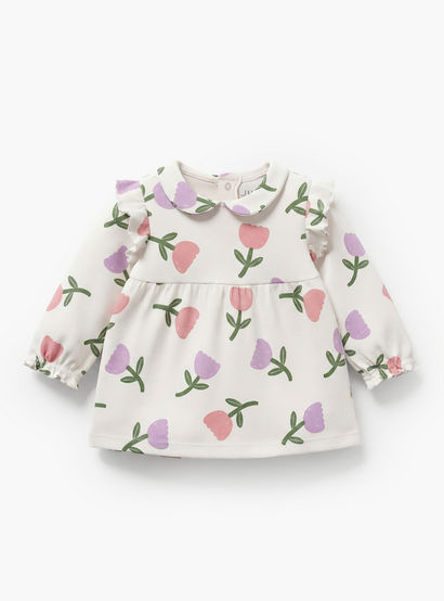 Juniors Cotton Peter Pan Collar Long Sleeves Pyjama Set with Floral Print-baby-girls-clothing-nightwear-pyjamasets-image-3