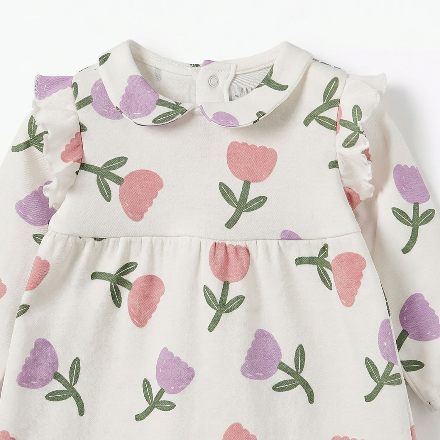 Juniors Cotton Peter Pan Collar Long Sleeves Pyjama Set with Floral Print