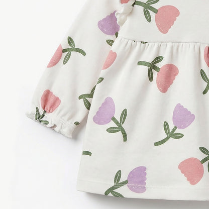 Juniors Cotton Peter Pan Collar Long Sleeves Pyjama Set with Floral Print