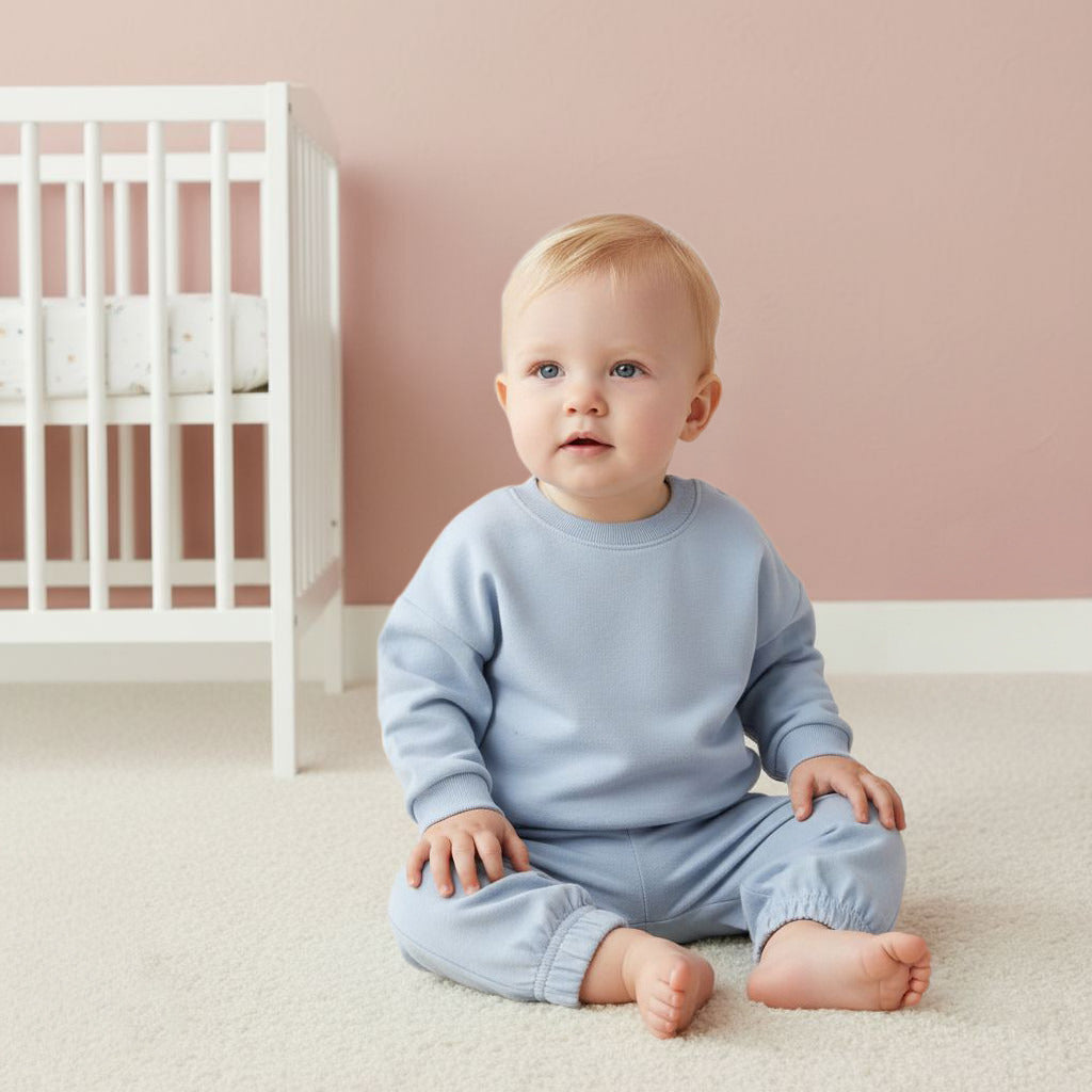 Juniors Pyjama Set - Cotton - Long Sleeves - Crew Neck - Blue / 18-24 mths