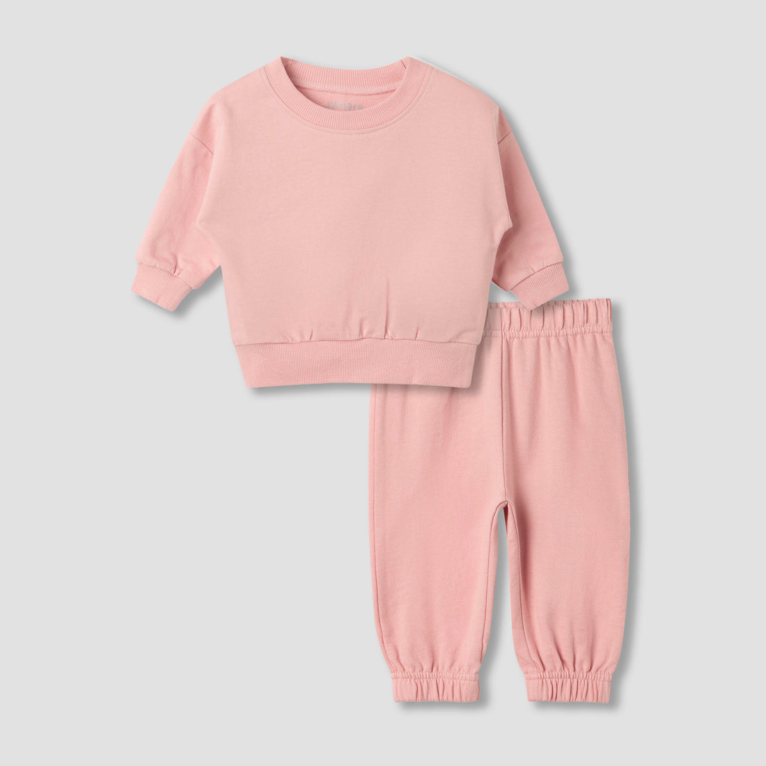 Juniors Pyjama Set - Cotton - Long Sleeves - Crew Neck - Pink / 12-18 mths