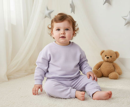 Juniors Pyjama Set - Cotton - Long Sleeves - Crew Neck - Purple / 18-24 mths