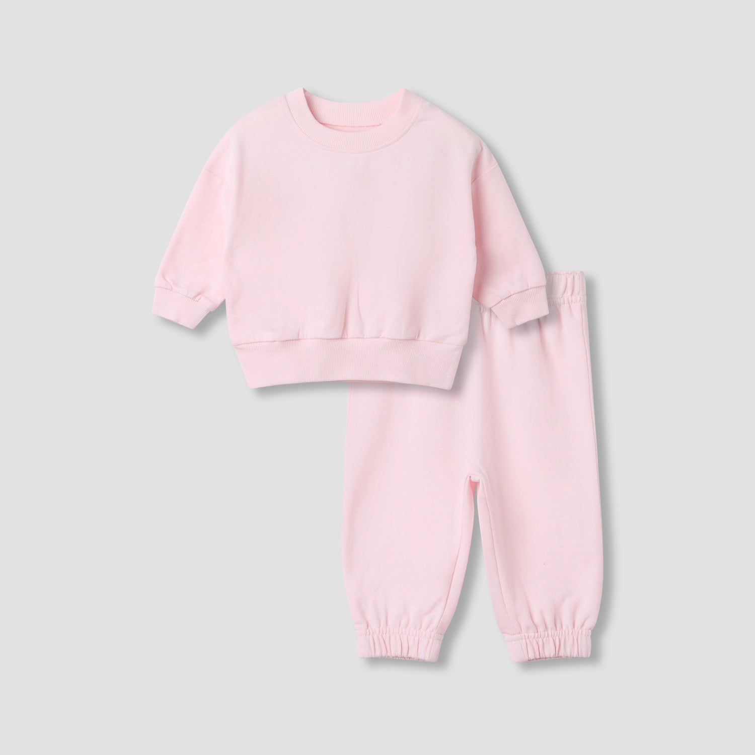 Juniors Pyjama Set - Cotton - Long Sleeves - Crew Neck - Pink / 12-18 mths