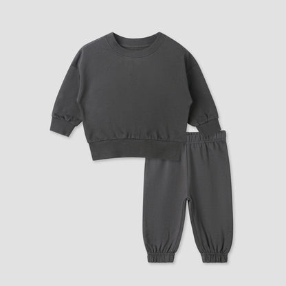 Juniors Pyjama Set - Cotton - Long Sleeves - Crew Neck - Black / 12-18 mths