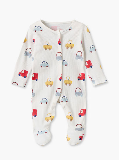 Pack of 3 Juniors Cotton Crew Neck Long Sleeves Sleepsuit Set with Vehicle Print-baby-boys-clothing-nightwear-sleepsuits-image-3
