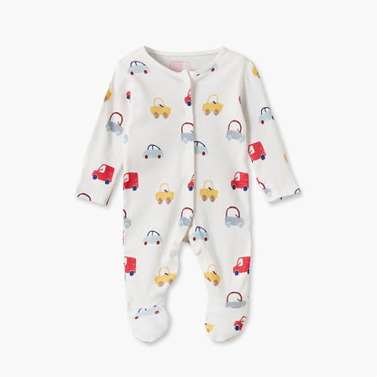 Pack of 3 Juniors Cotton Crew Neck Long Sleeves Sleepsuit Set with Vehicle Print
