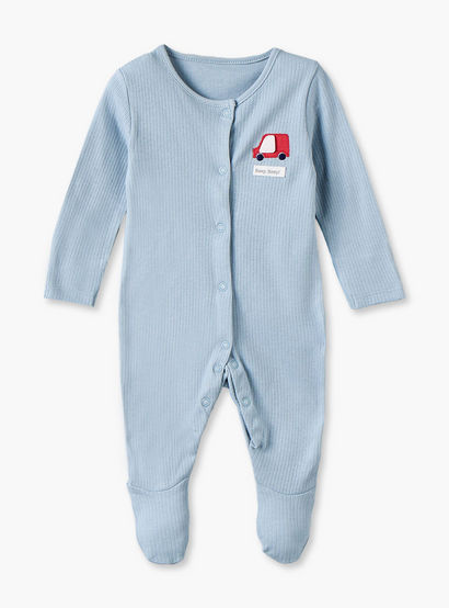 Pack of 3 Juniors Cotton Crew Neck Long Sleeves Sleepsuit Set with Vehicle Print-baby-boys-clothing-nightwear-sleepsuits-image-4