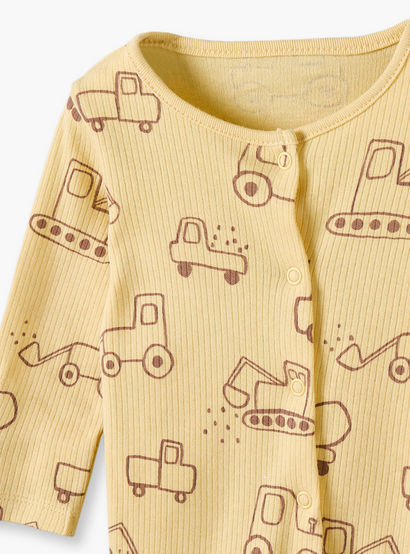 Pack of 3 Juniors Cotton Crew Neck Long Sleeves Sleepsuit Set with Vehicle Print-baby-boys-clothing-nightwear-sleepsuits-image-7