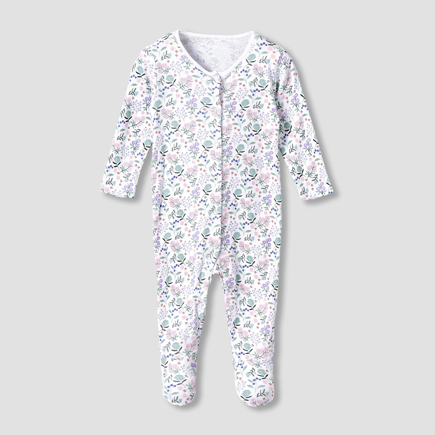 Pack of 3 Juniors Cotton Round Neck Long Sleeves Sleepsuit with Floral Print