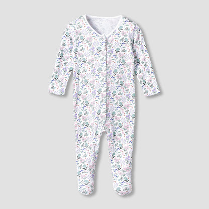Pack of 3 Juniors Cotton Round Neck Long Sleeves Sleepsuit with Floral Print