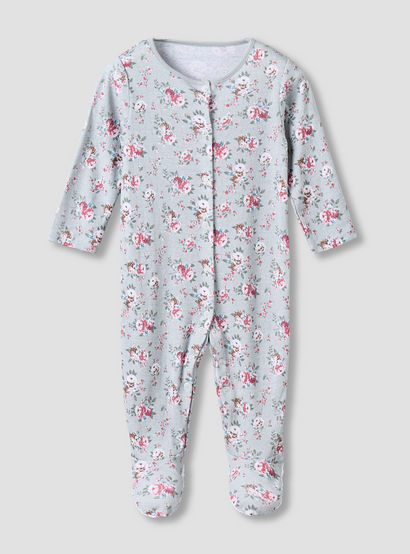 Pack of 3 Juniors Cotton Round Neck Long Sleeves Sleepsuit with Floral Print-baby-girls-clothing-nightwear-sleepsuits-image-5