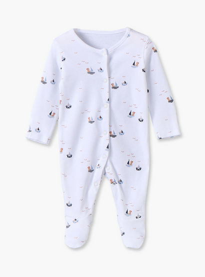 Pack of 3 Juniors Cotton Crew Neck Long Sleeves Sleepsuit Set with Nautical Print-baby-boys-clothing-nightwear-sleepsuits-image-4