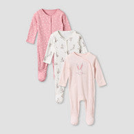 Pack of 3 Juniors Cotton Round Neck Long Sleeves Sleepsuit with Bunny Print-undefined-image-1